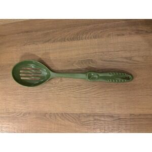 Vintage Green Melamine Slotted Spoon Kitchen Cooking Utensil